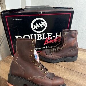 Double H‎ Boots 9714 Men’s  Size 7.5 D  Boots Brown Leather Lacer Western